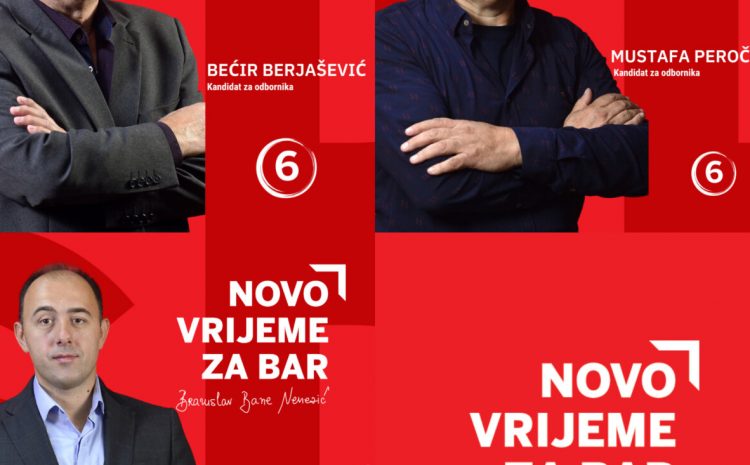  Kandidati za odbornike na listi “Novo vrijeme za Bar”: Berjašević, Peročević i Orlandić – naši ostvareni ljudi za novo vrijeme